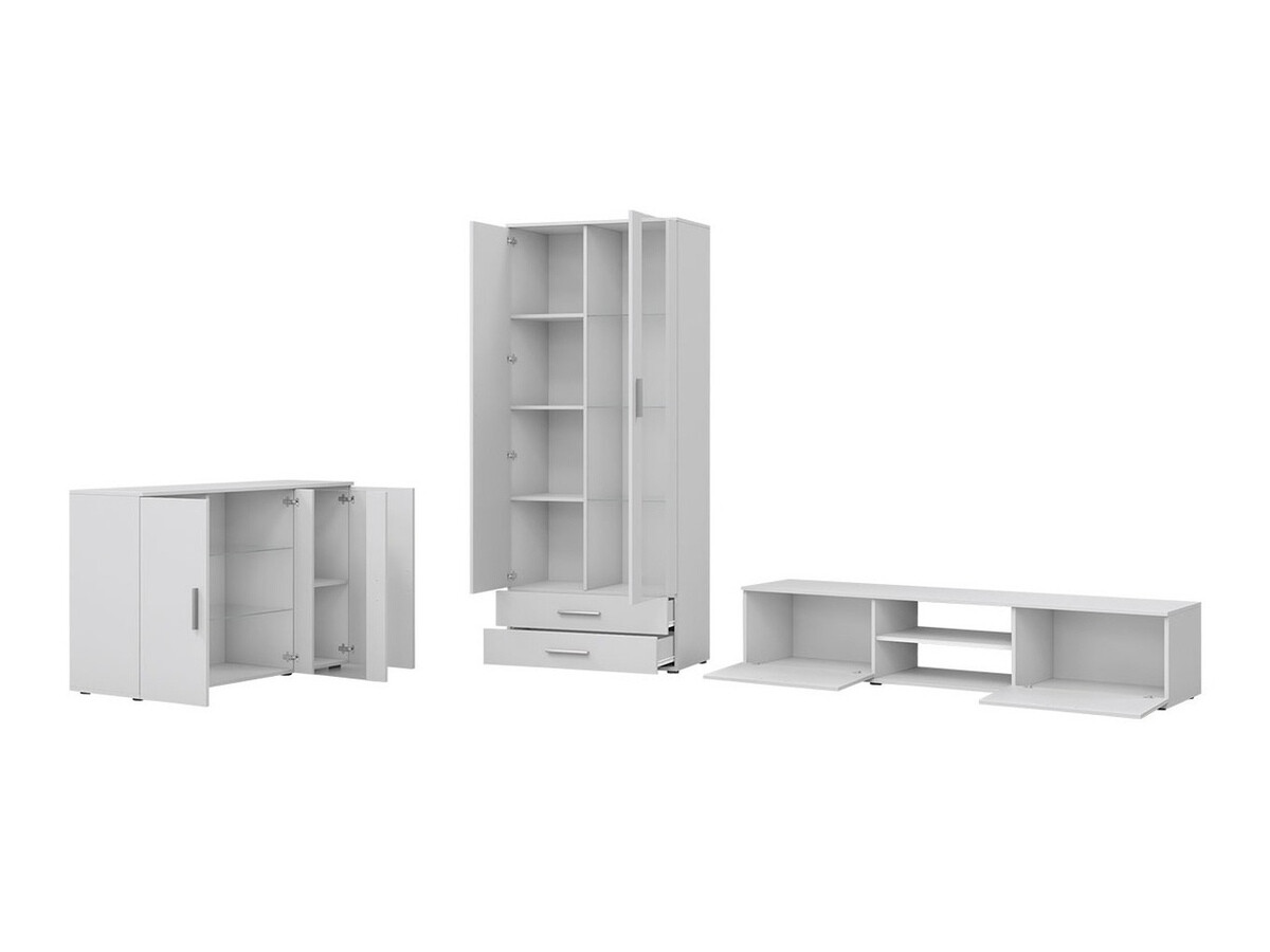 Wohnzimmer-Set Tornola 116 (Schwarz + Schwarz glänzend)