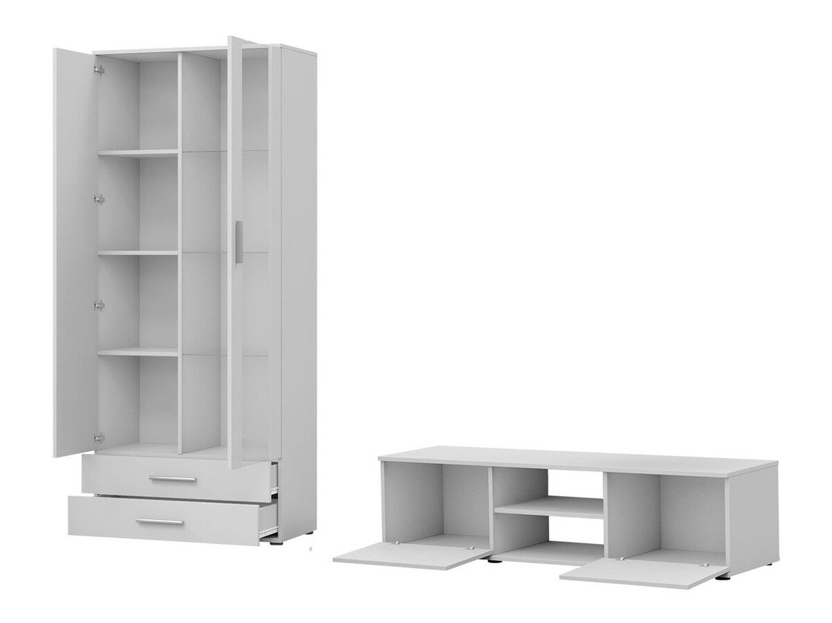 Wohnzimmer-Set Tornola 117 (Schwarz + Schwarz glänzend)