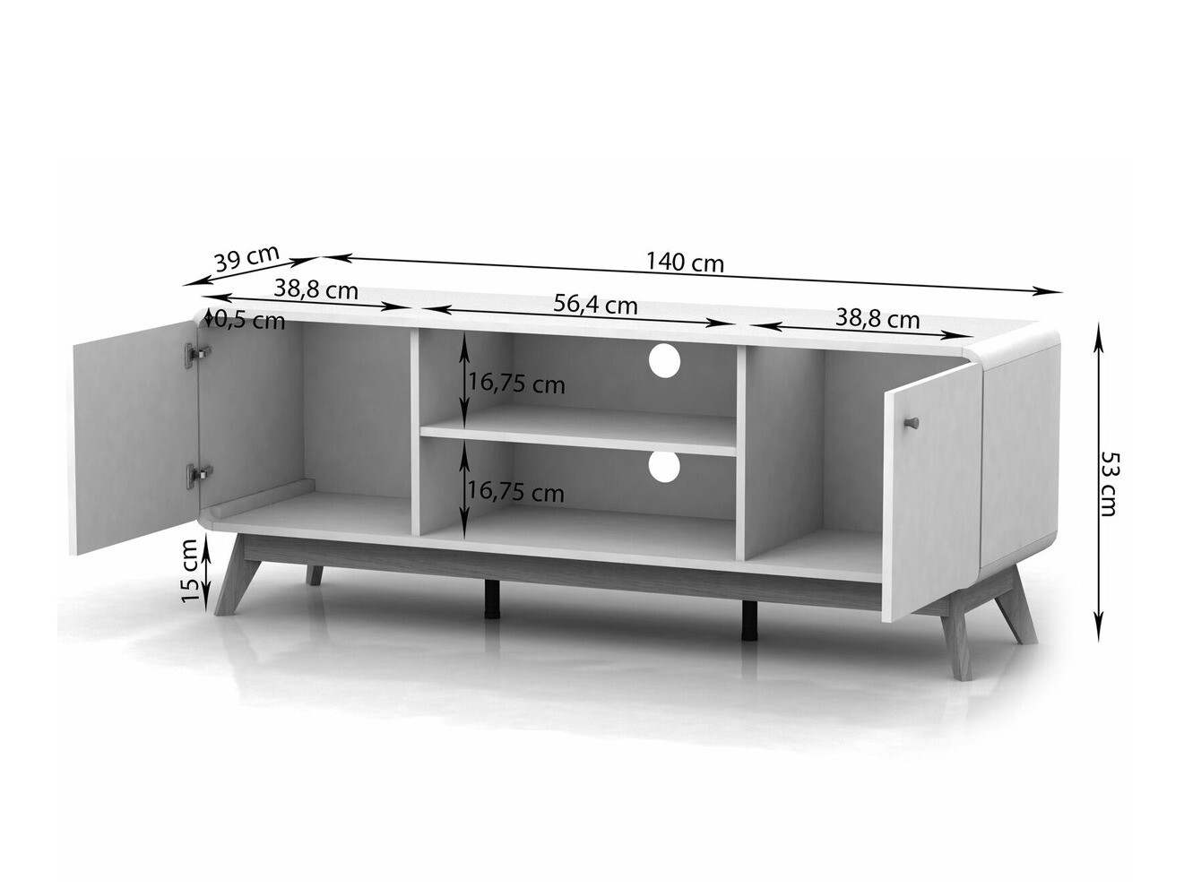 Wohnzimmer-Set Elbtena 113 (Eiche + Weiss)