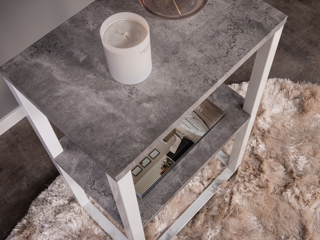 Beistelltisch Dallas 260 (Beton + Weiss)
