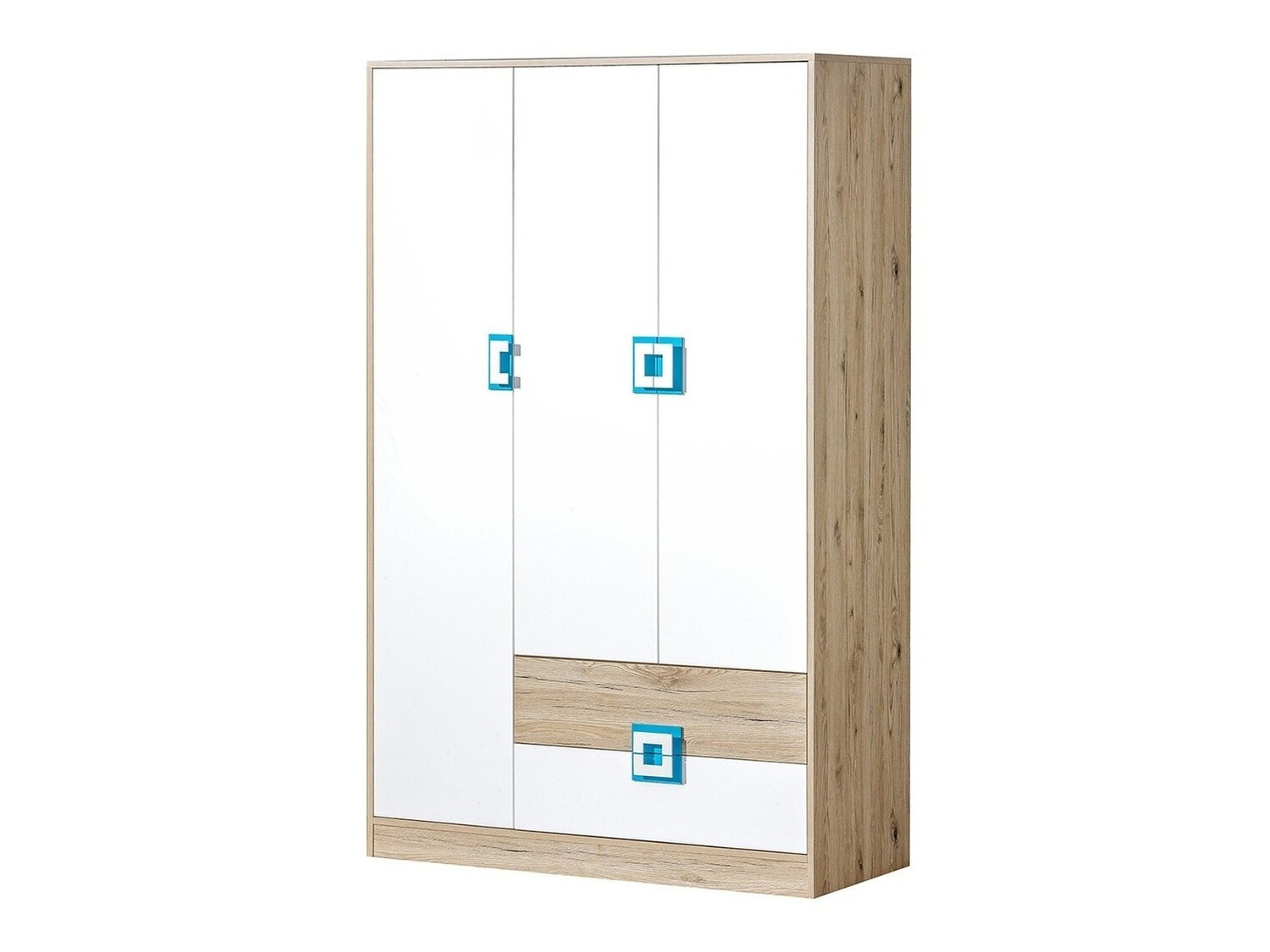 Kleiderschrank Tolfere 103 (Eichenholzoptik hell + Weiss + Türkis)