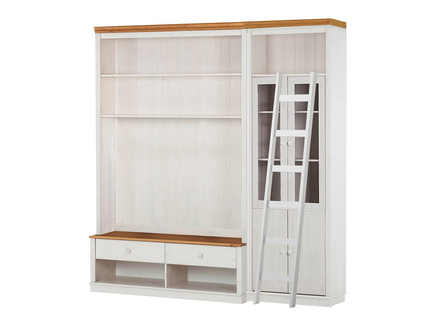 Wohnzimmer-Set Saltoro 125 (Weiss + Honigeiche)
