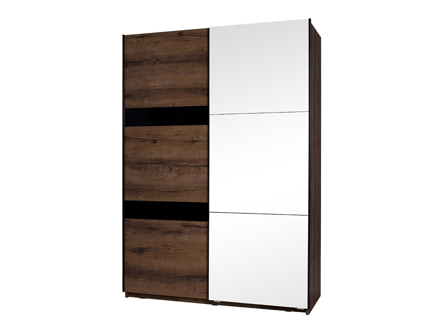 Kleiderschrank Fivelbo 109 (Klostereiche + Schwarz glänzend)