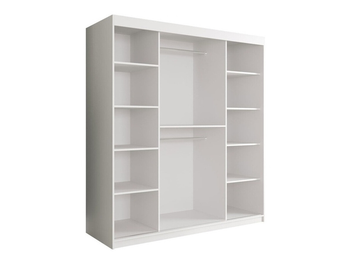 Kleiderschrank Hartford 261 (Matt weiss + Weisser Marmor)