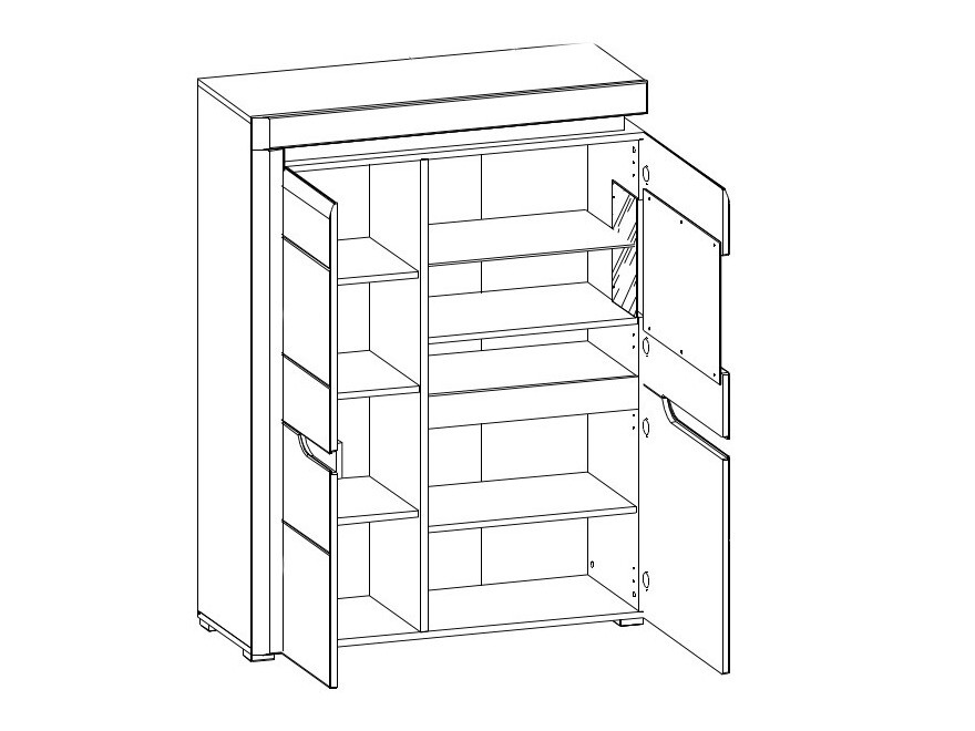 Sideboard Revelmi 104 (Eiche + Weiss glänzend)