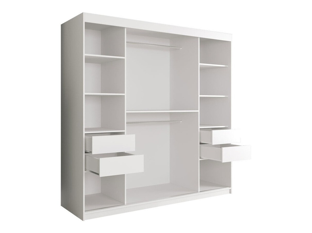 Kleiderschrank Hartford 250 (Mattschwarz + Schwarzer Marmor)