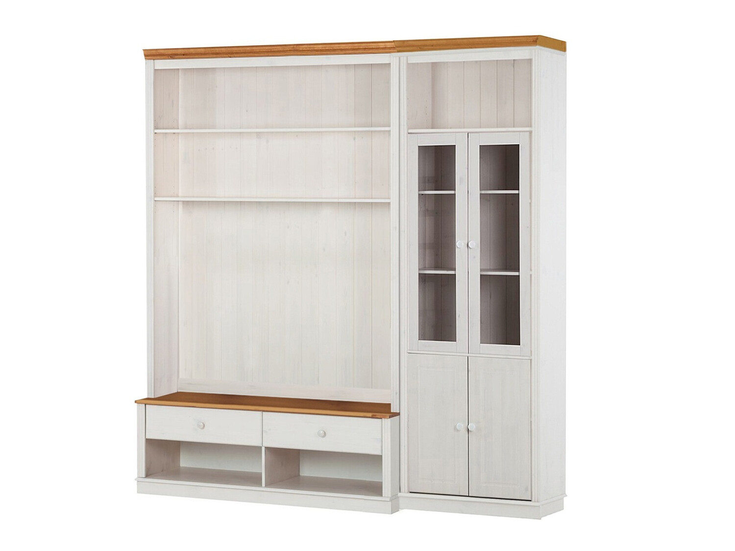 Wohnzimmer-Set Saltoro 124 (Weiss + Honigeiche)