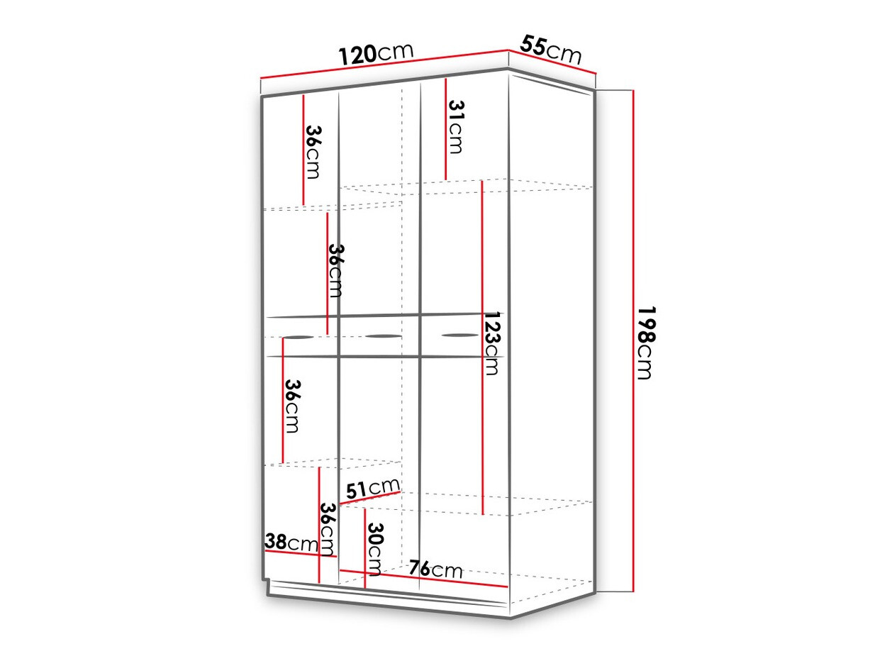 Kleiderschrank Campus (Weiss + Weiss glänzend)