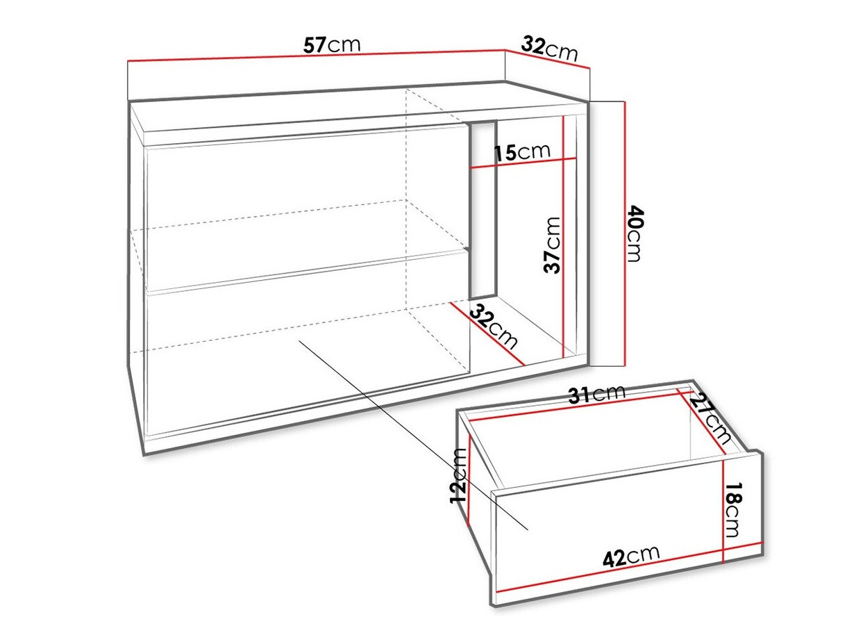 Nachttisch Hederos (Weiss + Weiss glänzend)