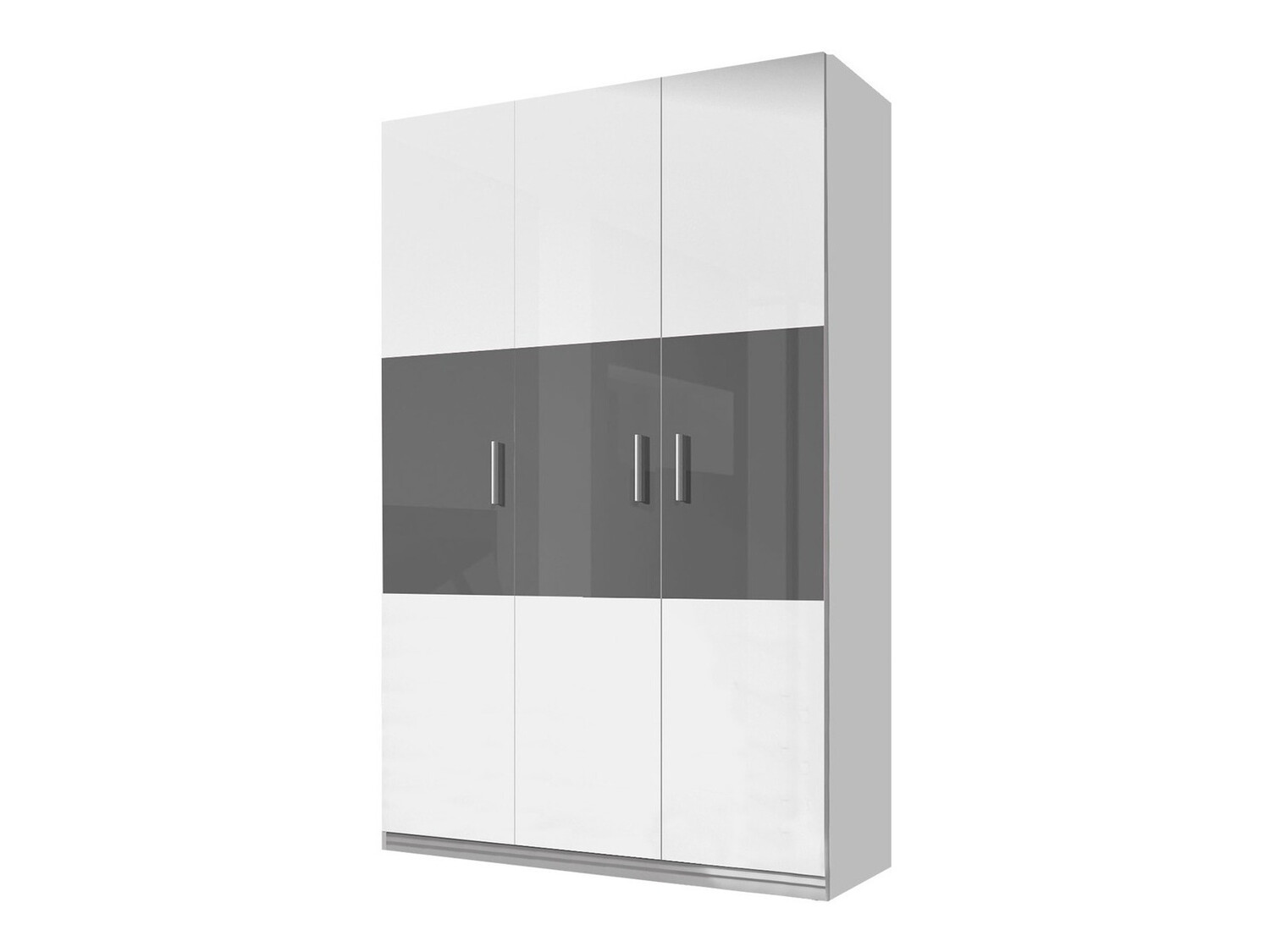 Kleiderschrank Campus I (Weiss + Weiss glänzend + Glanzgrau)