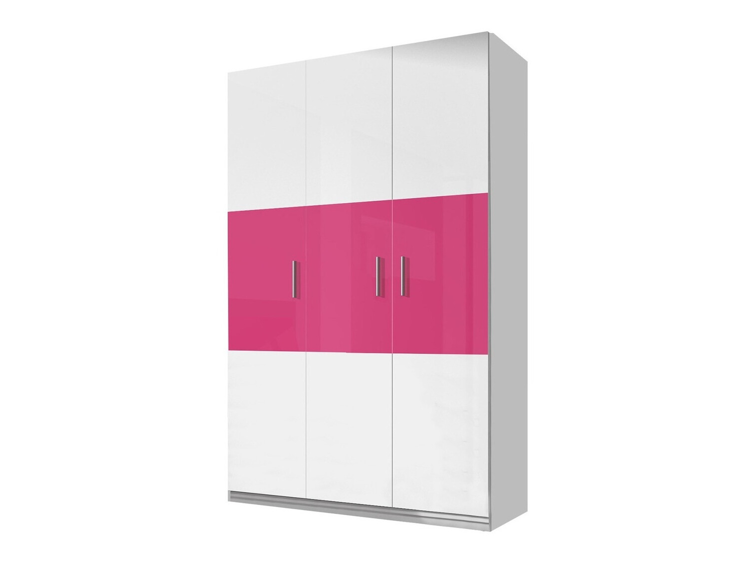 Kleiderschrank Campus I (Weiss + Weiss glänzend + Rosa glänzend)