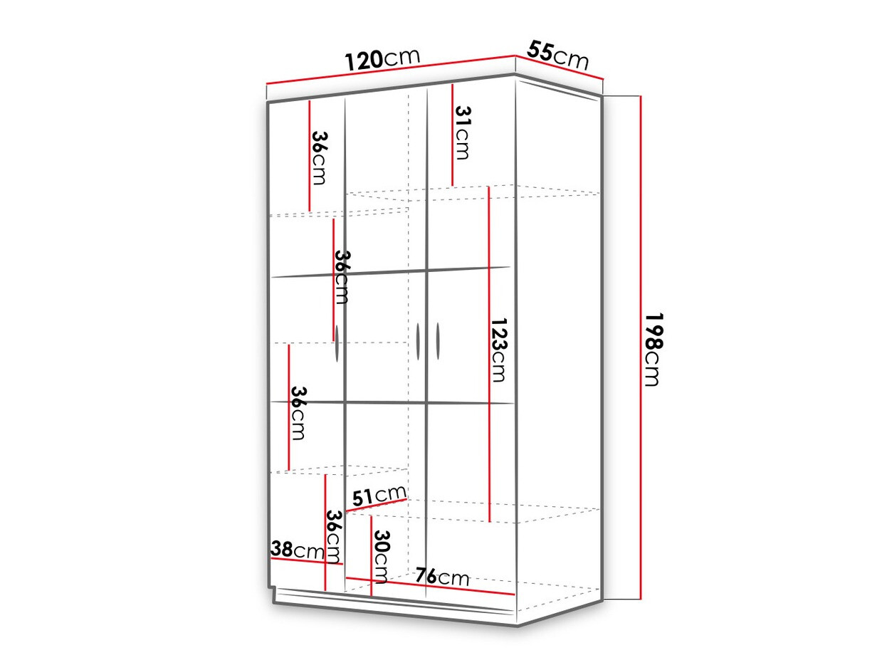 Kleiderschrank Campus I (Weiss + Weiss glänzend)