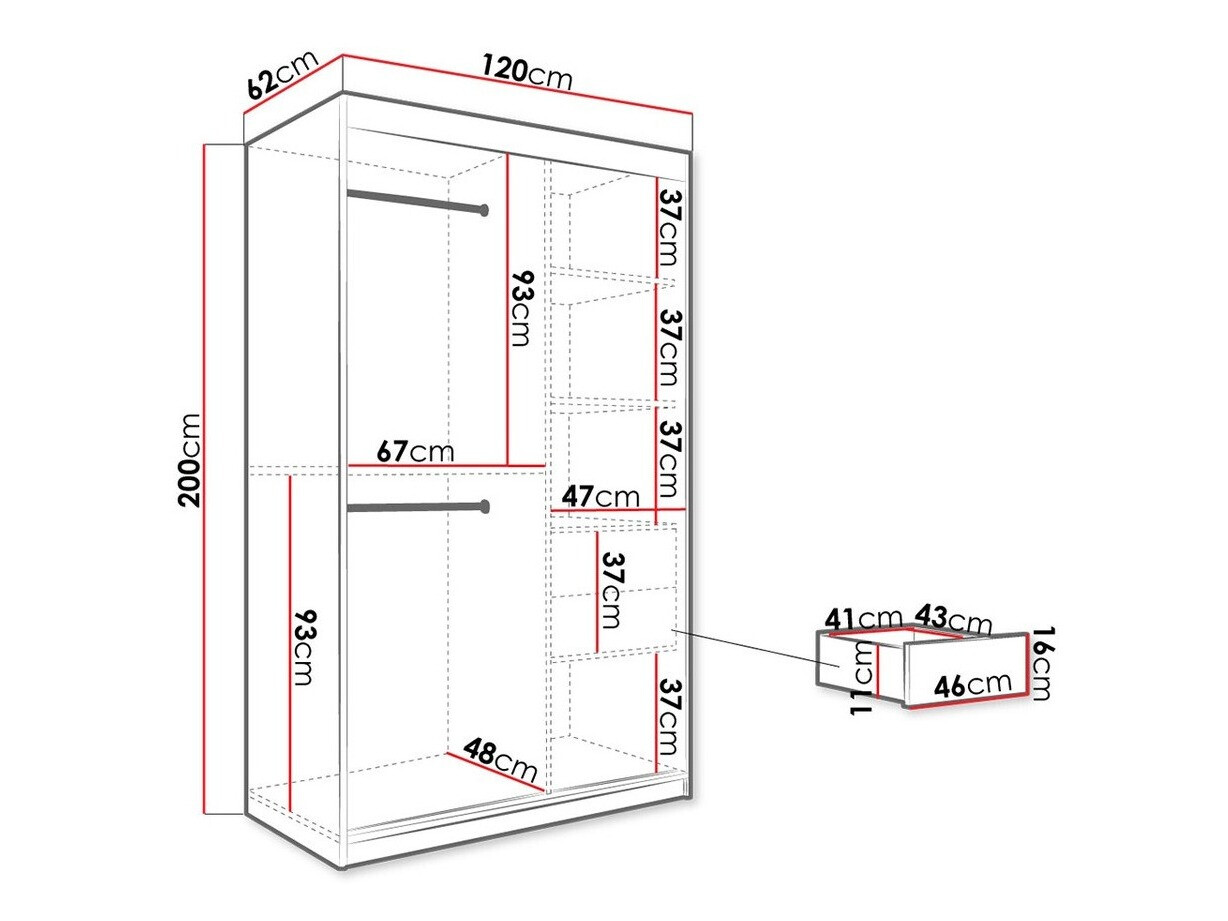 Kleiderschrank Hartford 241 (Mattschwarz + Schwarzer Marmor)