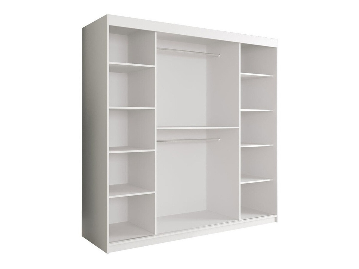 Kleiderschrank Hartford 244 (Matt weiss + Weisser Marmor)