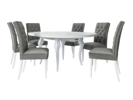 Essgruppe Racine 129 (Weiss glänzend + Magic Velvet 2217)