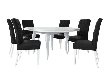 Essgruppe Racine 129 (Weiss glänzend + Magic Velvet 2219)
