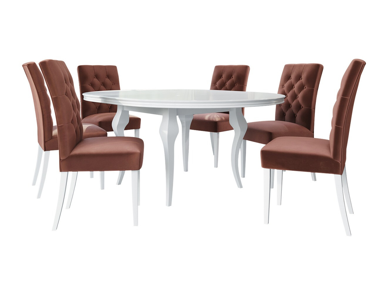Essgruppe Racine 129 (Weiss glänzend + Magic Velvet 2258)