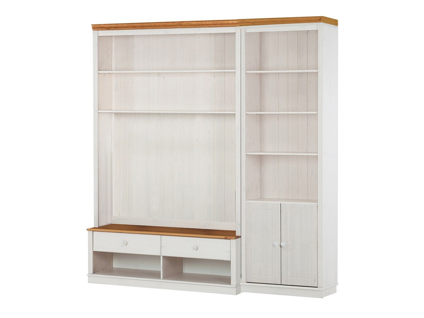 Wohnzimmer-Set Saltoro 105 (Weiss + Honigeiche)