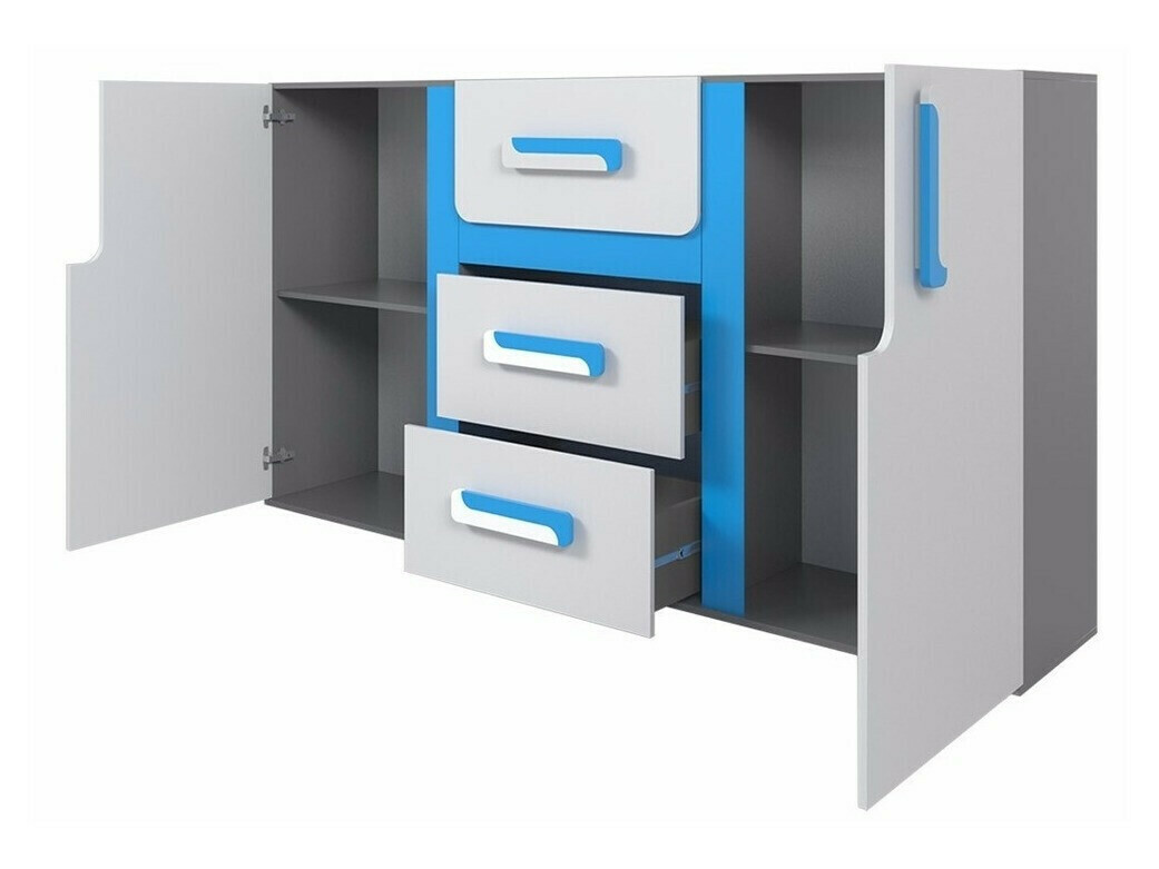 Kommode Levtala 107 (Anthrazit + Weiss + Rosa)