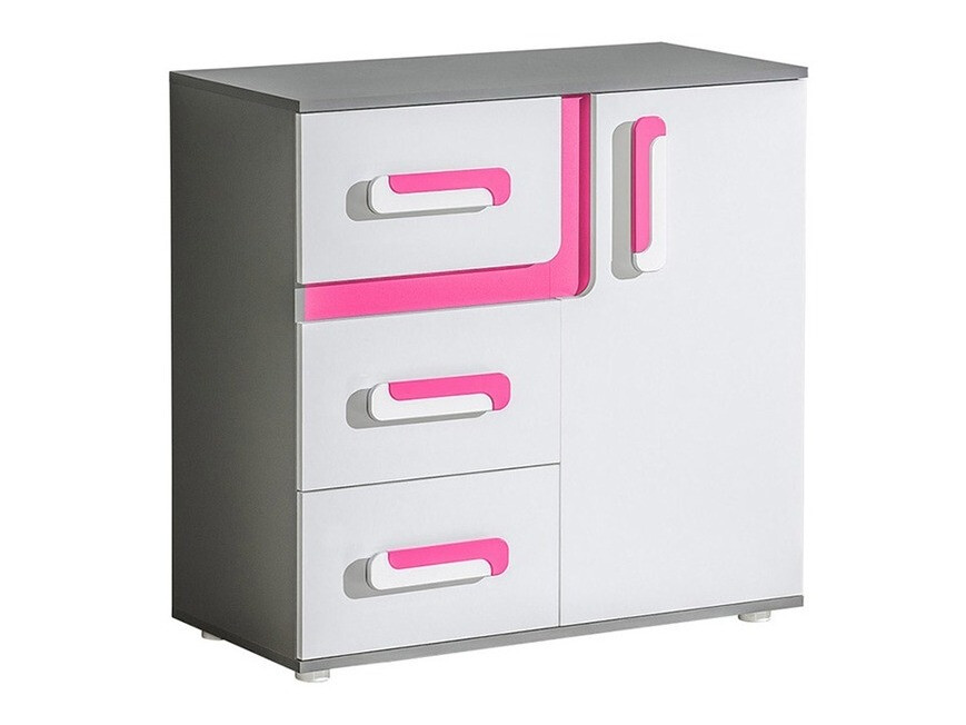 Kommode Levtala 108 (Anthrazit + Weiss + Rosa)