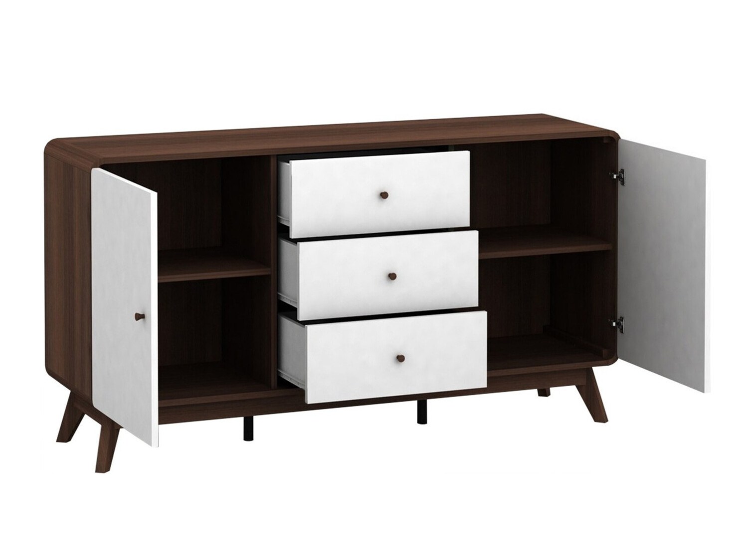 Kommode Elbtena 110 (Nussholzoptik + Weiss)