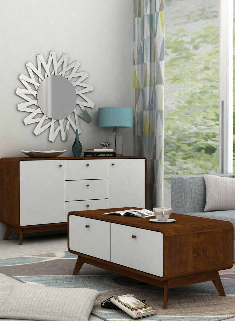 Kommode Elbtena 110 (Nussholzoptik + Weiss)