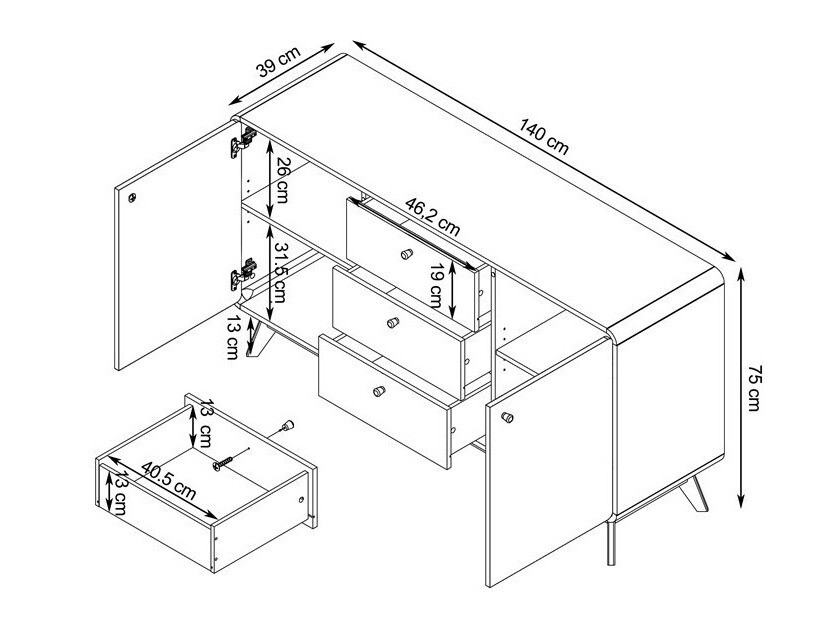 Kommode Elbtena 110 (Nussholzoptik)