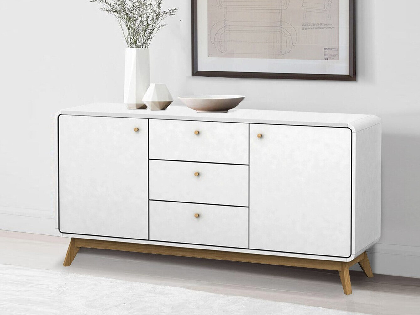 Kommoden Elbtena 110 (Weiss + Eichenholzoptik)