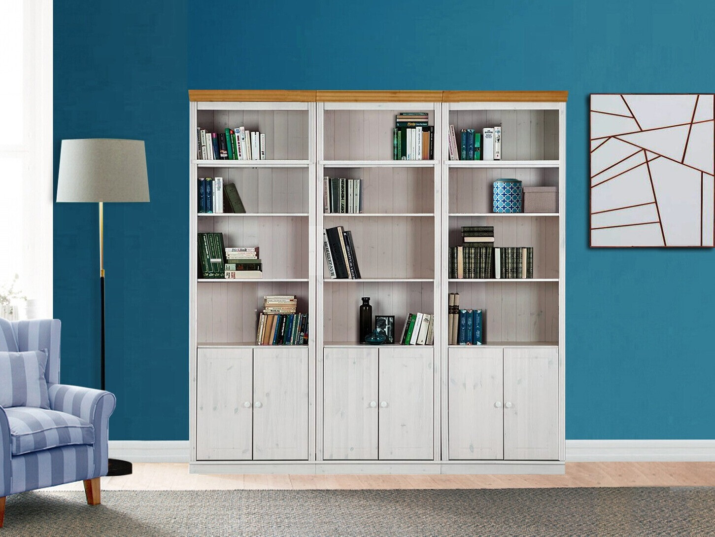 Regalset Saltoro 117 (Weiss + Eichenholzoptik Honig)