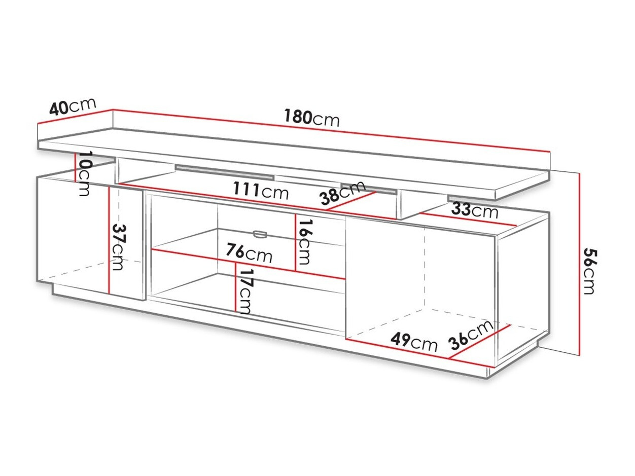 TV-Möbel Figura (Weiss + Weiss glänzend)