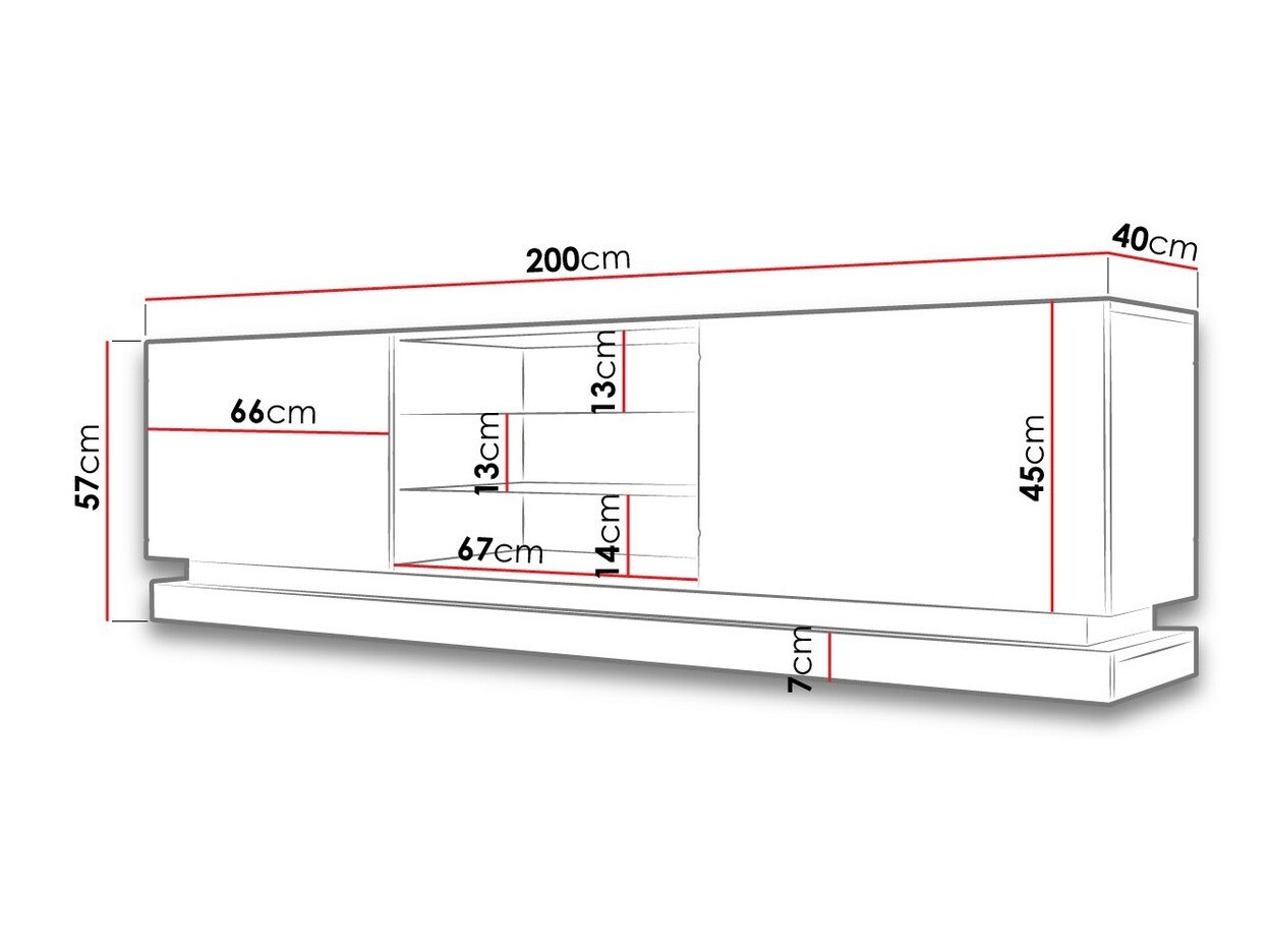 TV-Möbel Linar I (Weiss + Weiss glänzend)