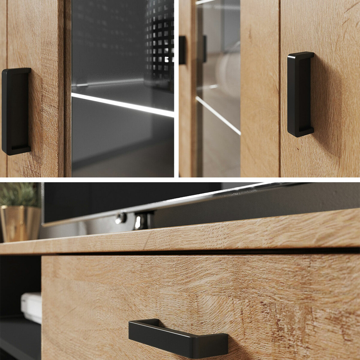 Hängeschrank Tornola 103 (Schwarz + Schwarz glänzend)