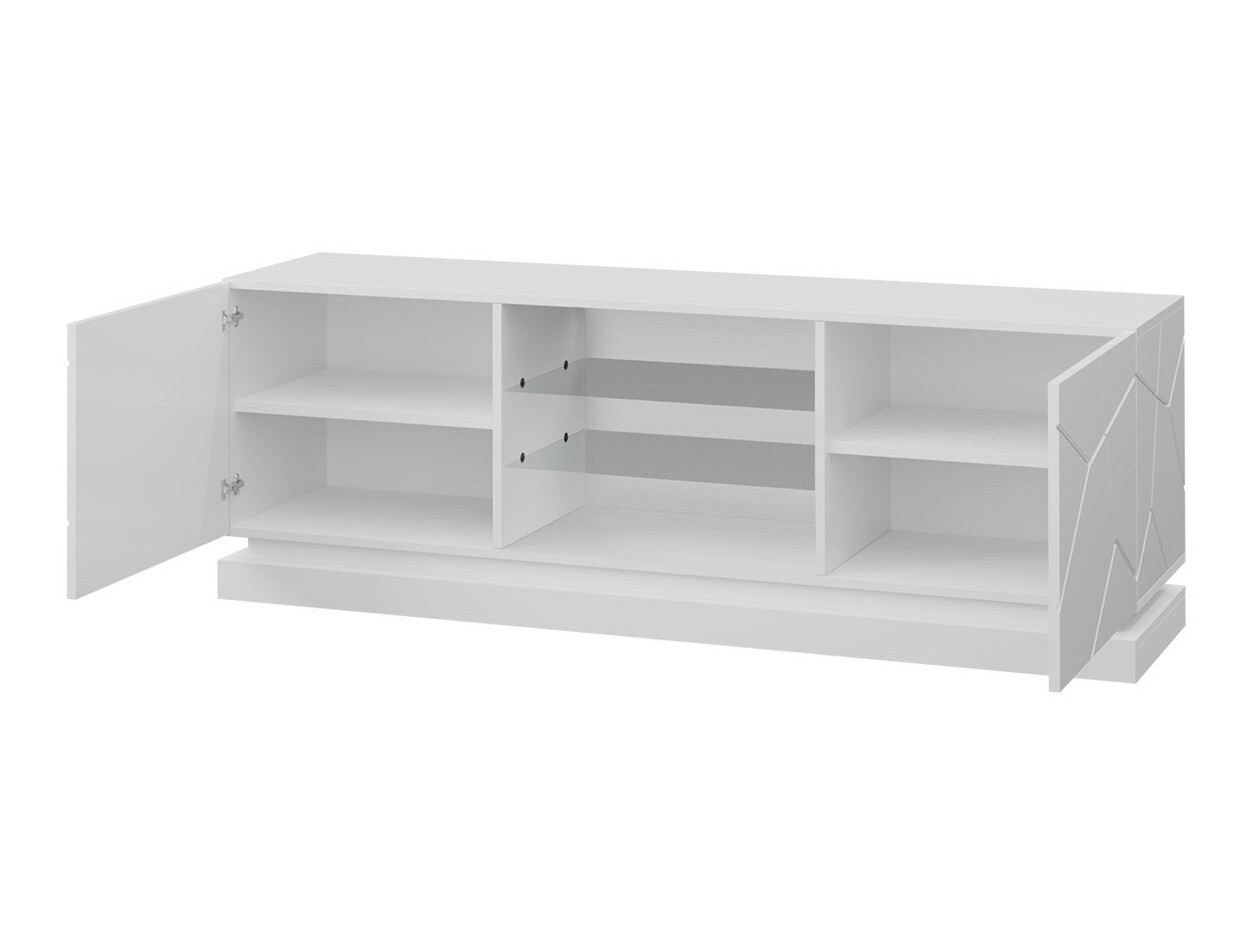 TV-Möbel Charlotte 127 (Weiss + Weiss glänzend)