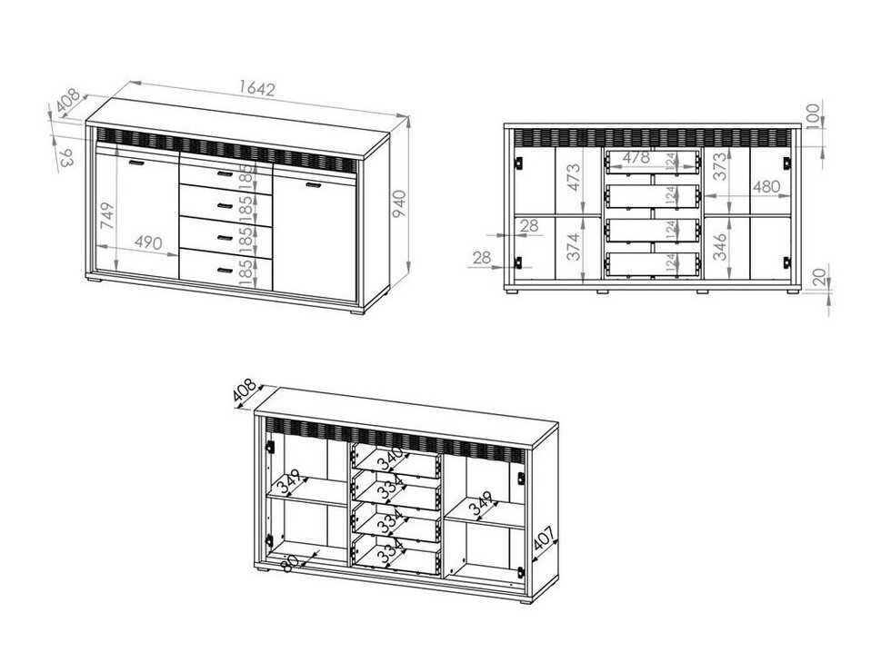 Kommoden Madison H103 (Weiss glänzend)