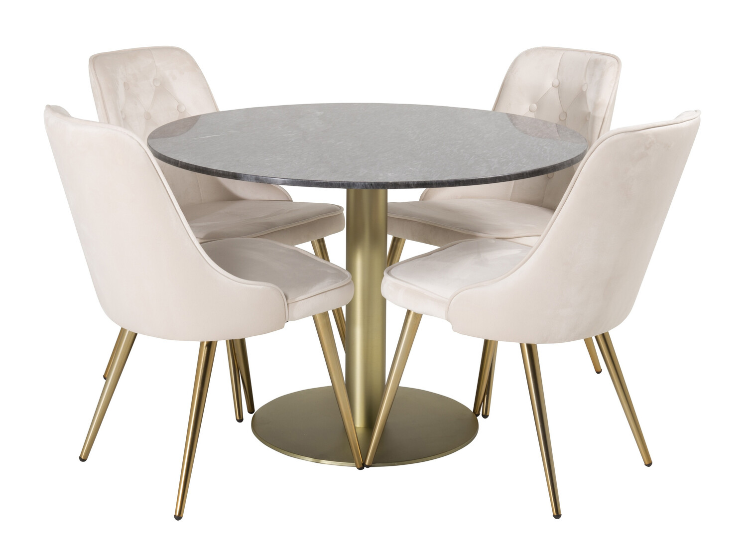 Essgruppe Dallas 370 (Beige + Messing)