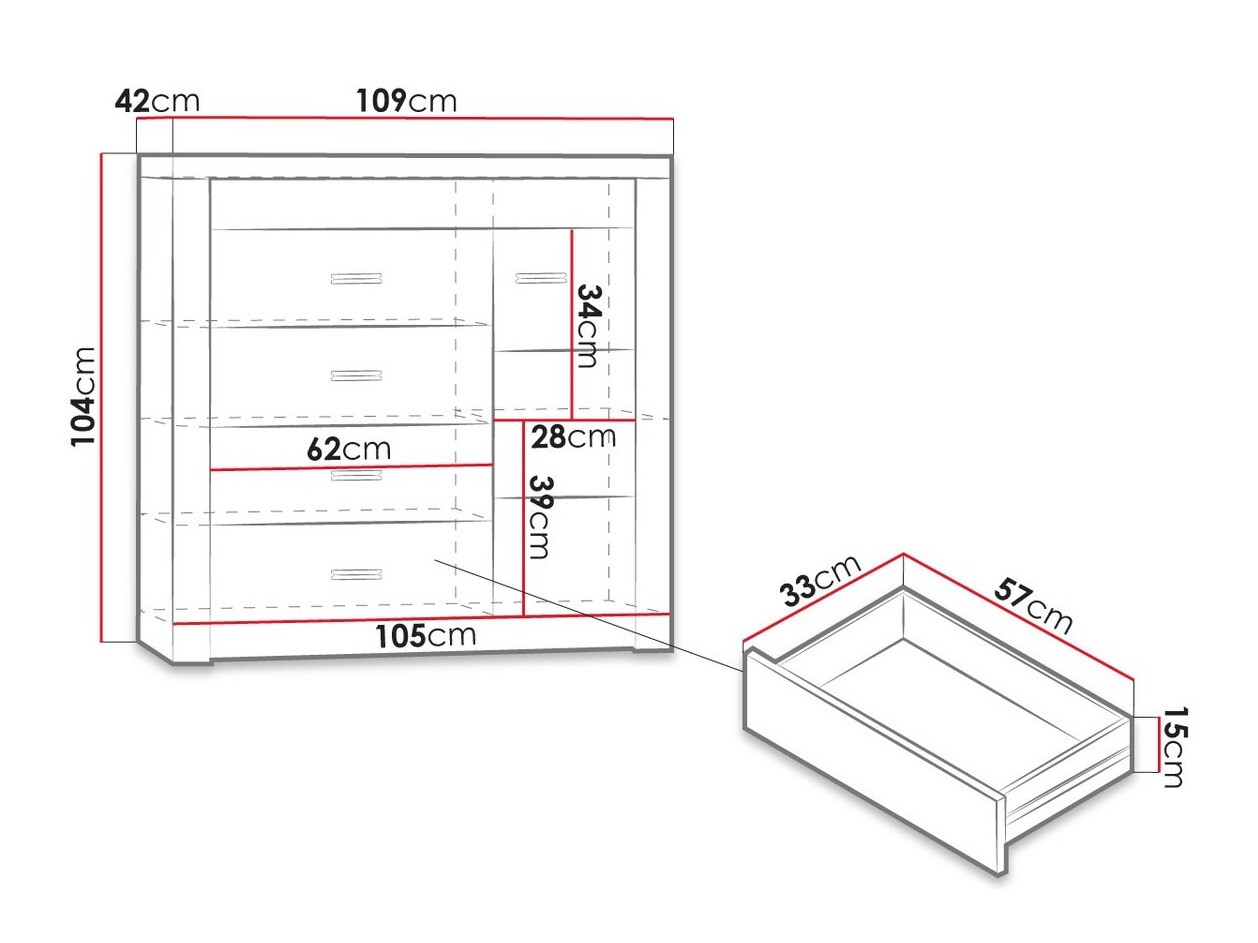 Kommode Serfeno 115 (Esche dunkel)