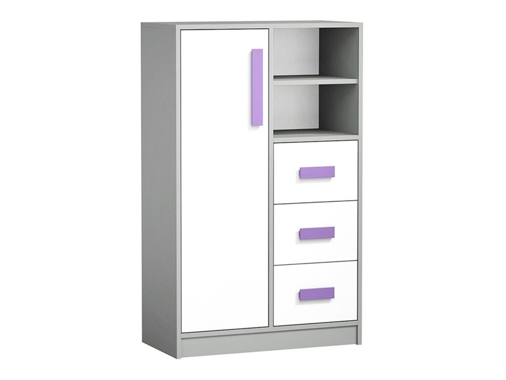 Kommoden Akron C108 (Grau + Weiss + Lila)