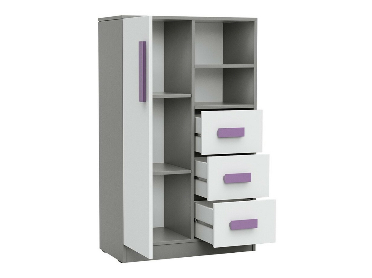 Kommoden Akron C108 (Grau + Weiss + Lila)