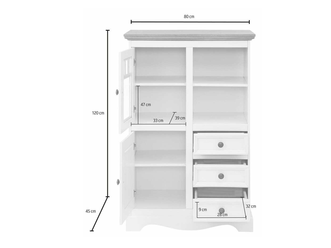 Kommode Fentivo 104 (Weiss + Honigeiche)