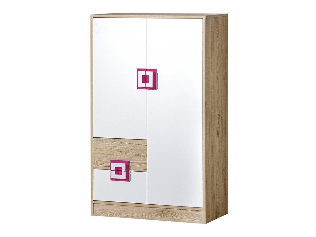 Kommoden Balvire 108 (Eichenholzoptik hell + Weiss + Rosa)