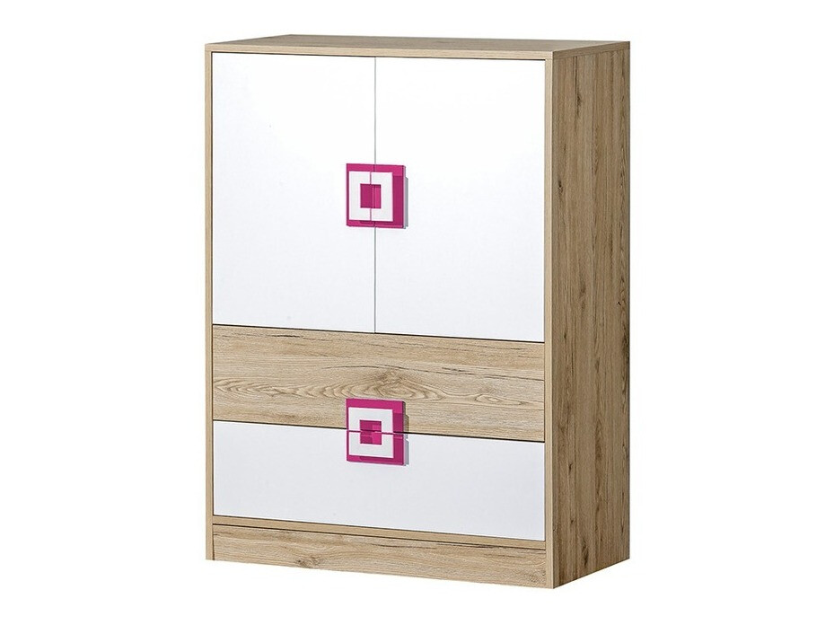 Kommoden Balvire 109 (Eichenholzoptik hell + Weiss + Rosa)