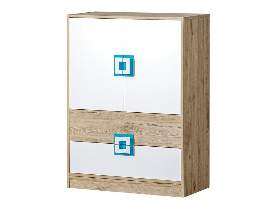 Kommoden Balvire 109 (Eichenholzoptik hell + Weiss + Türkis)
