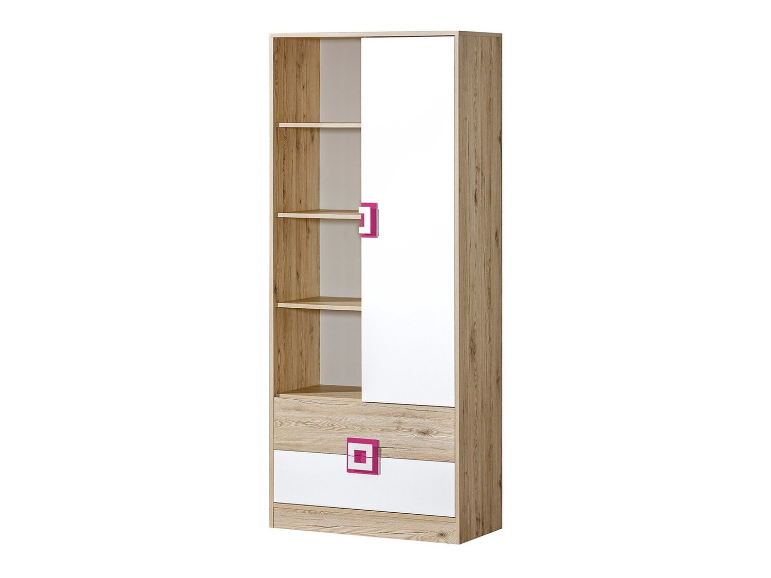 Regal Balvire 105 (Eichenholzoptik hell + Weiss + Rosa)