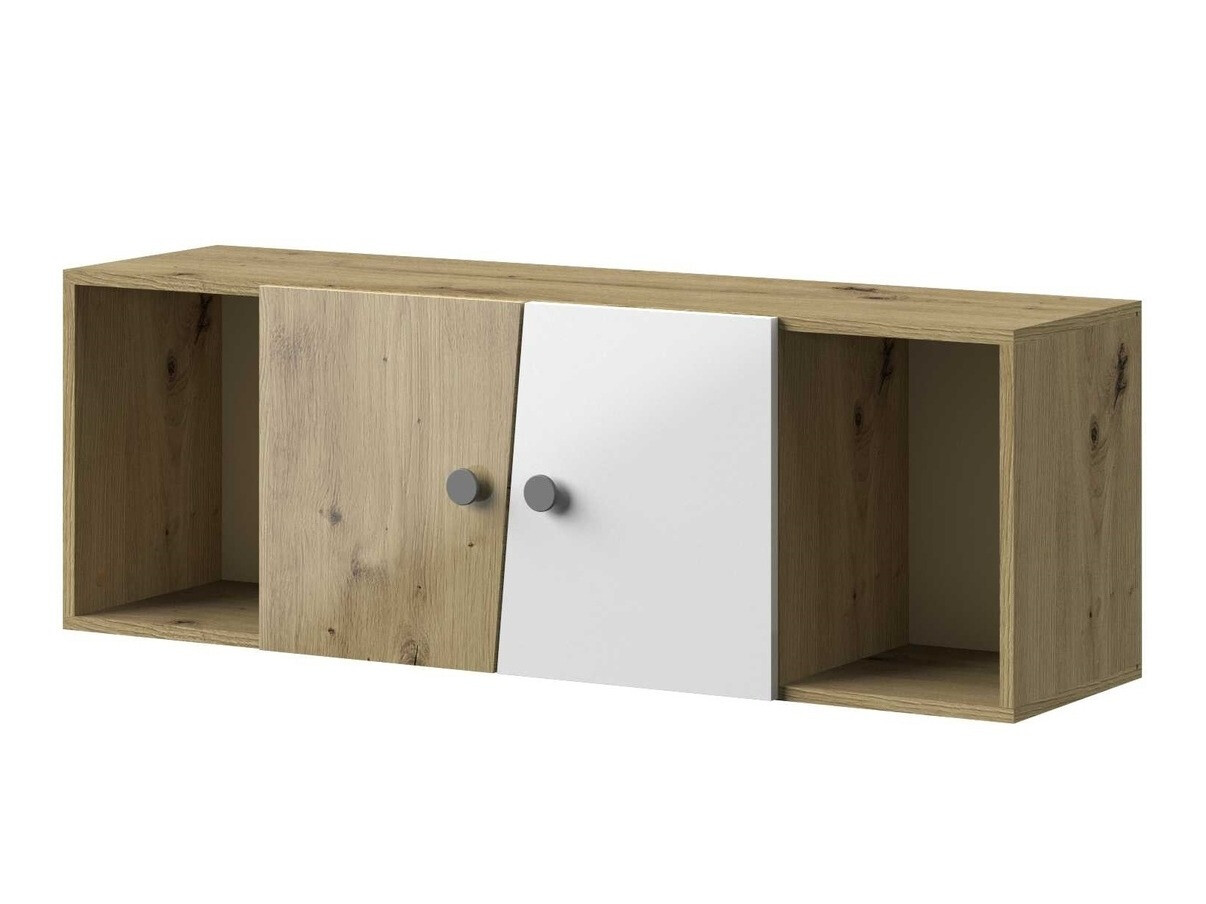 Hängeschrank Mirelbu 111 (Artisan Eichenholzoptik + Weiss glänzend + Grau)