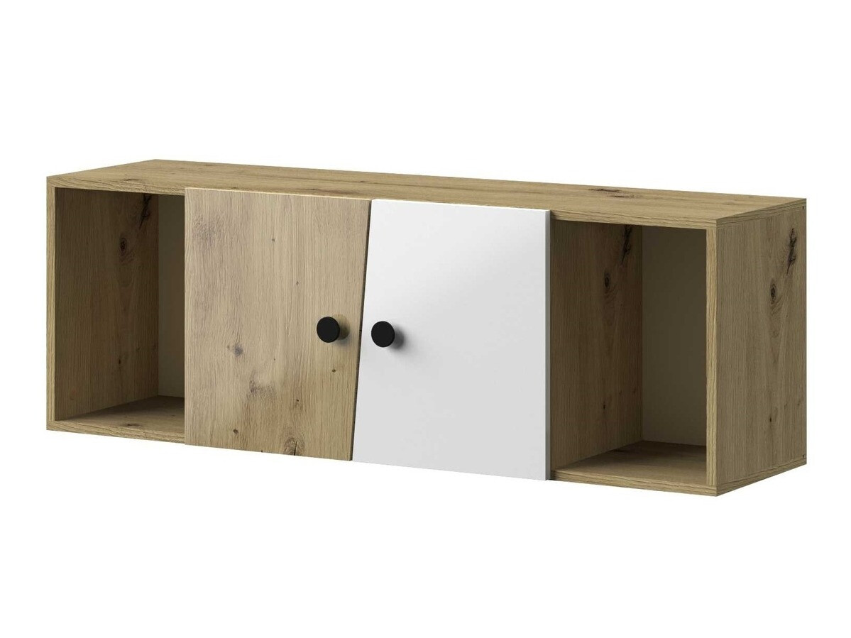 Hängeschrank Mirelbu 111 (Artisan Eichenholzoptik + Weiss glänzend + Schwarz)