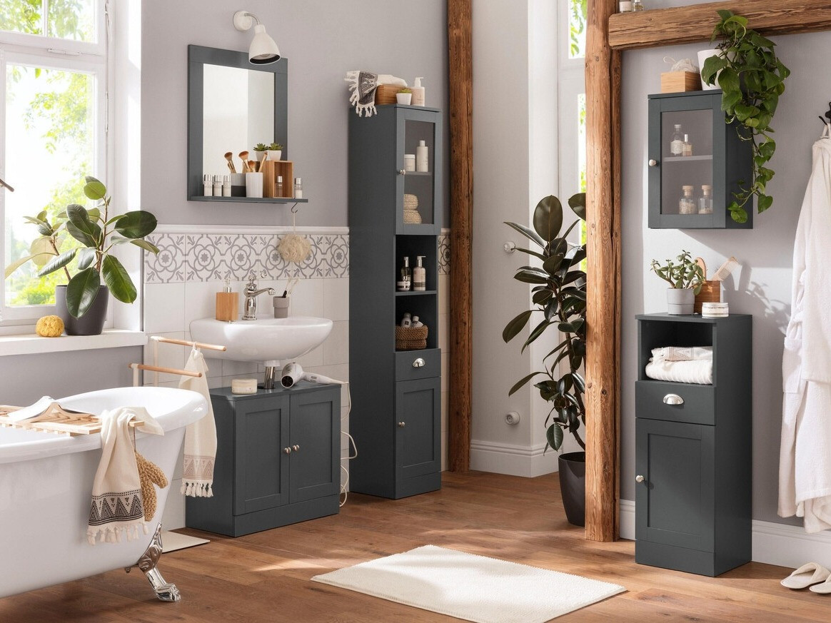 Stehender Badezimmerschrank Elmvene 103 (Grau)
