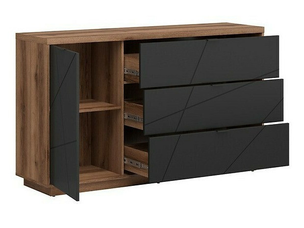 Wohnzimmer-Set Fivale 110 (Delano-Eiche dunkel + Mattschwarz)