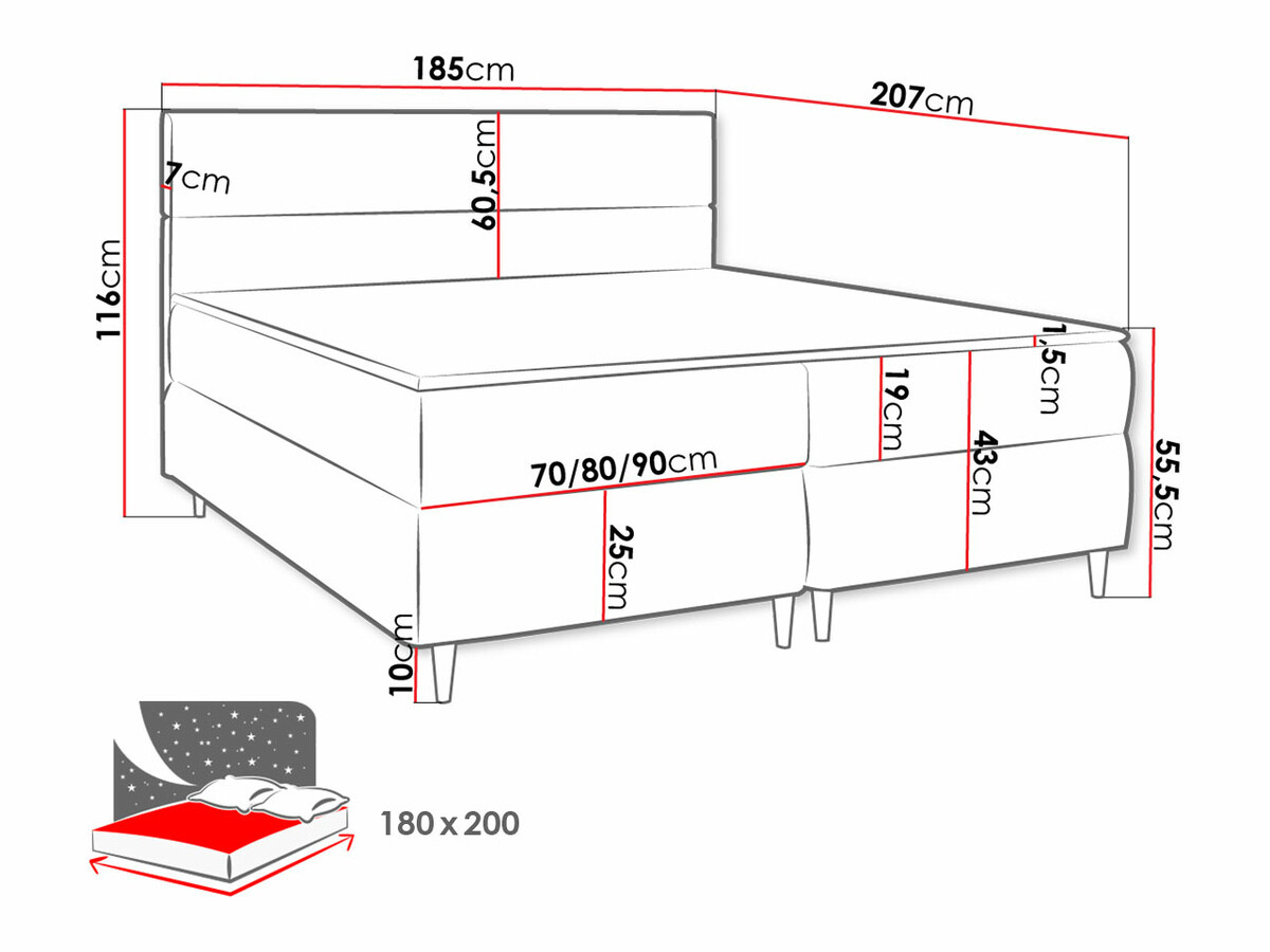 Boxspringbett Memphis 135 (Itaka 15)