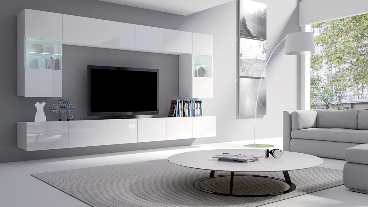 Hängeschrank Tivdalu 102 (Weiss + Weiss glänzend)