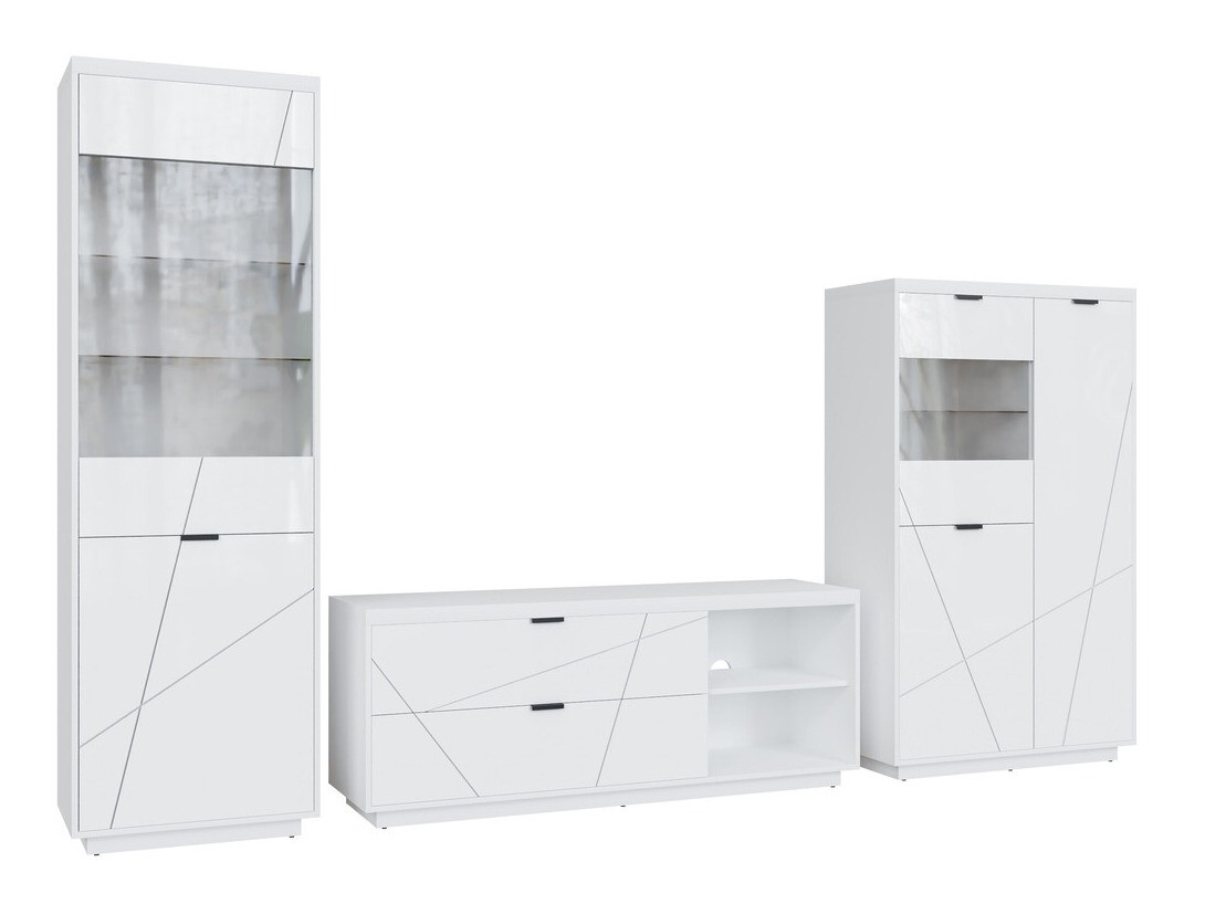 Wohnzimmer-Set Fivale 112 (Weiss glänzend + Weiss)